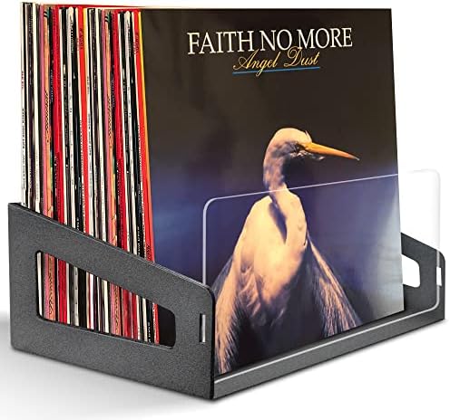 מחזיק תקליט ויניל Oldboyz - שולחן שולחן או קיר הר ויניל מקלט מדף תצוגה - מתאים עד 40 אלבומי LP 12 אינץ ' - שחור