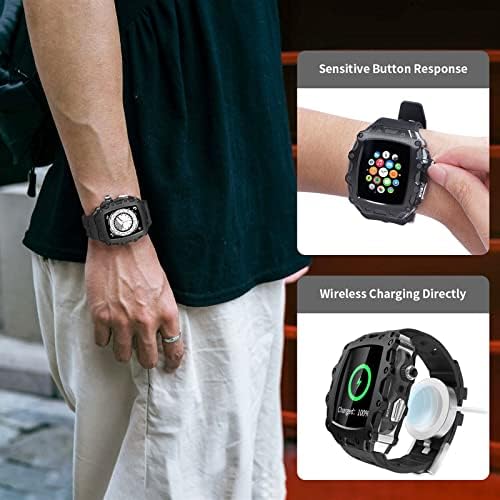 ערכת שינוי EKSIL לסדרת Apple Watch 8 7 45 ממ לוחית מתכת+רצועת גומי לסדרת IWatch 6 SE 5 4 44 ממ כיסוי מוד