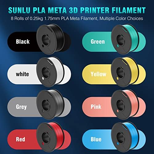 SUNLU 250G PLA META ו- PLA TILAMET THALEMENT 1.75 ממ, חבילה של חוט מדפסת תלת מימדית רב -צבעוני, 0.25 קג