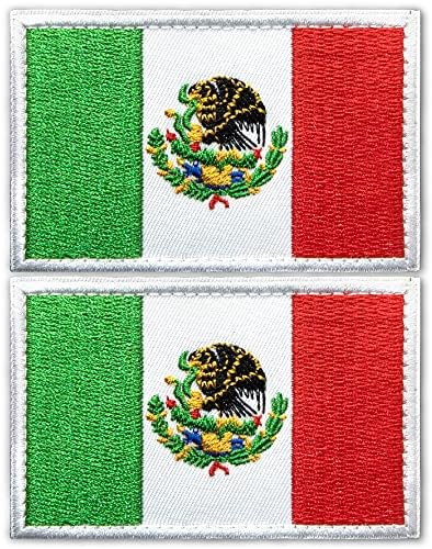 אנלי טקטי טקטי דגל מקסיקו טלאים רקומים - 2 x 3 דגל מקסיקני אחיד צבאי תפור על טלאי סמל - מחברי לולאה