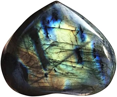 Blugy 1pc Moonstone Crystal Labradorite אבן דקל ריפוי קוורץ אבן חן דאגה צורת לב אבן ליצירת יהודיים