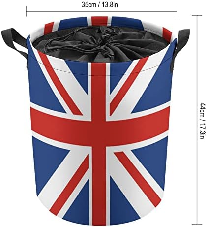 איחוד ג ' ק בריטניה דגל סלי כביסה עם ידיות עמיד למים מתקפל שרוך עגול בגדי צידניות אחסון ארגונית