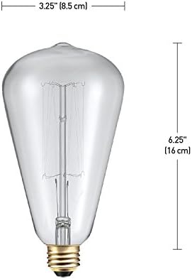 גלוב חשמלי 83008 60 וולט בציר אדיסון סוג גליון זכוכית שקופה ניתן לעמעום נורת ליבון, בסיס 26, 220 לומן