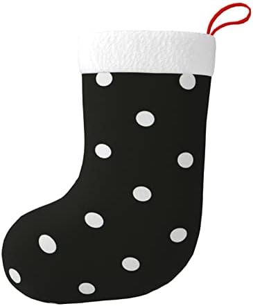 Yilequan 18 אינץ 'גרבי חג המולד גרביים קלאסיים, נקודה פולקה שחור לבן, לקישוטים למסיבות חג המולד של חג המשפחה