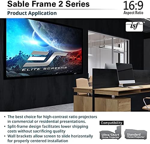 מסכי עילית Sable Frame 2 סדרות, 200 אינץ 'אלכסוני 16: 9, פעיל 3D 4K Ultra HD מוכן מסגרת ביתית קבועה מסך