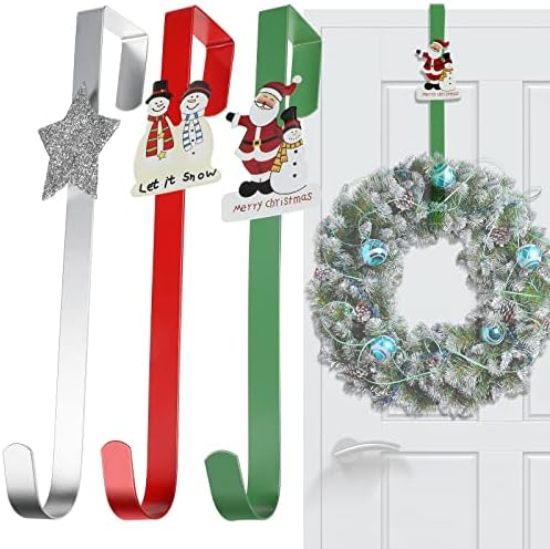 HOTOP 3 PIECES 12 אינץ 'קולבי זר חג המולד מציינים מצוירים מעל ווים הדלתות אנשי שלג חורפים סנטה קלאוס