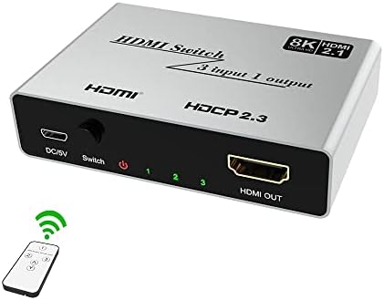 KUNYANG 3X1 HDMI 2.1 מתג 8K@60Hz 4K@120Hz מתג HDMI 3 ב 1 מהירות אולטרה מהירות 48 ג'יגה -סיביות