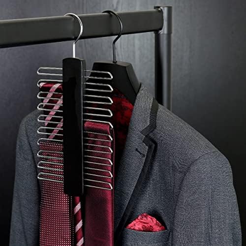 Hangerworld שחור אנכי עניבת עניבת עניבה קולב של עד 20 מארגן קשרי צוואר לחגורות, קשרים ואביזרים