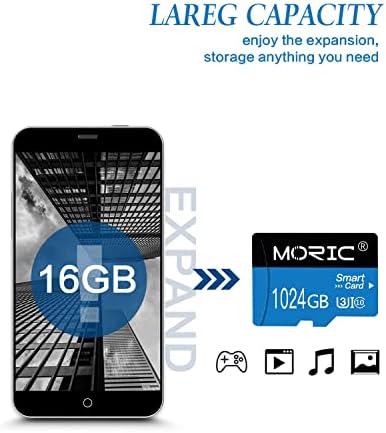 כרטיס זיכרון מיקרו 1 טרה-בתים עם מתאם במהירות גבוהה 10 מיקרו-איי 1024 ג ' יגה-בייט לסמארטפון, טאבלט,