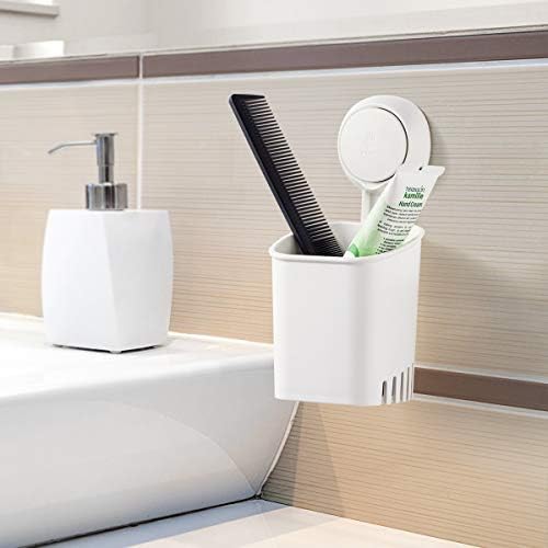 לוקסייר מקלחת מברשת שיניים מחזיק יניקה כוס, מברשת שיניים ומשחת שיניים מחזיק קיר רכוב בחדר אמבטיה,
