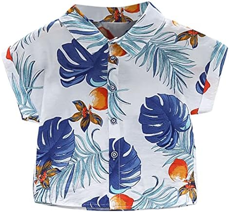 כפתור שרוול פרחוני נופש חוף נופש בנים ילדים קצרים חולצה מטה חולצה קיץ טריקו-טריקו פעוטות בנים