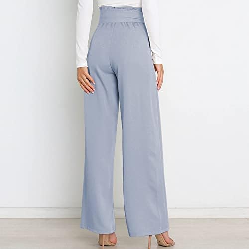 מכנסי רגל רחבים לנשים Teerfu המותניים האלסטיות הגבוהות בעסקים האחוריים מכנסיים ארוכים מכנסי חליפה ישרים