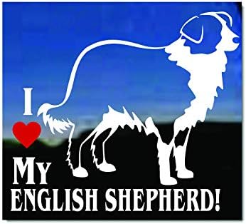 אני אוהב את הרועה האנגלית שלי! ~ מדבקת מדבקות חלון רועה רועה אנגלי