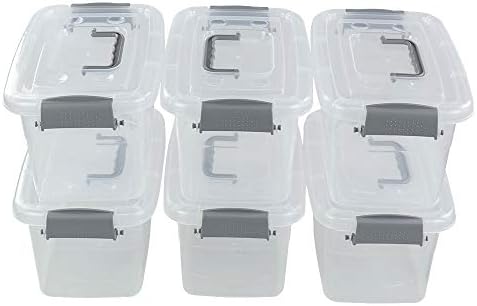 Qskely 6-Pack 5 ליטר קופסת אחסון צלול פלסטיק ברורה עם מכסה