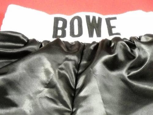 Riddick Bowe חתימה מכנסי אגרוף גדולים של אבא ביג גזעים JSA - גלימות אגרוף עם חתימה וגזעים