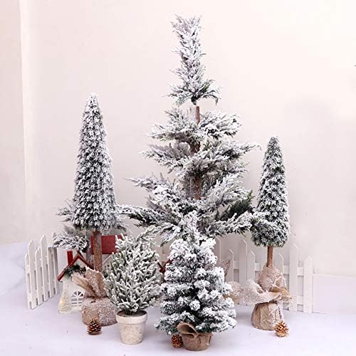 דולפליי פרימיום עץ אורן חג המולד עץ נוהר שלג צייר עם קישוט רגלי מתכת מוצקות מתקפלות לקישוט הבית