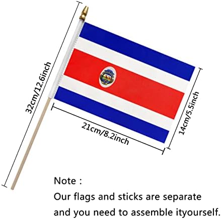 דגל מקל קוסטה ריקה דגלי כף יד מיני קטנים של קוסטה ריקה, 5 על 8 אינץ', 12 מארז