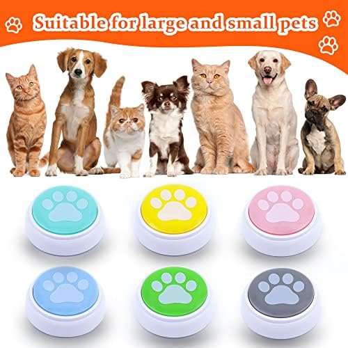 כפתורי DAUH 6 כלבים לתקשורת, ערכת כפתור שיחת כלבים, כפתורי חיית מחמד שוטפים לכלבים, כפתור כלב הניתן לרשומה
