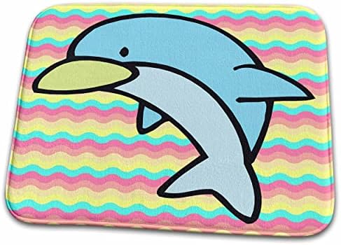 3drose חמוד קטן תינוק כחול דולפין דולפין חיה מצוירת ... - מחצלות שטיח אמבטיה