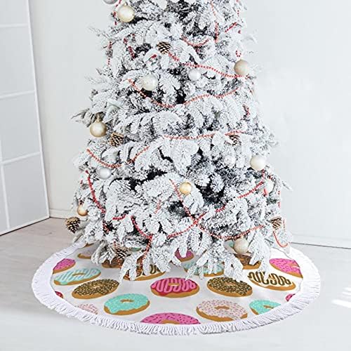 סופגנייה מתוקה עץ חג המולד מחצלת חצאית עץ עץ עץ עם גדילים לקישוט חג המולד של מסיבת חג 48 x48