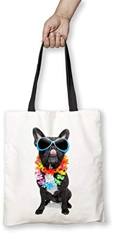מתנות צרפתיות בצרפתית בהוואי לבעלי חובבי כלבים - שקיות כתפיים לשימוש חוזר לתיקי כתפיים עם כלבים על - לבן