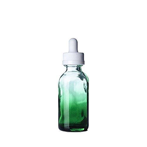 1 גרם זכוכית מוצלת ירוקה בוסטון בקבוק עגול פיפטה זכוכית עם נורת גומי לבן-חבילה של 48