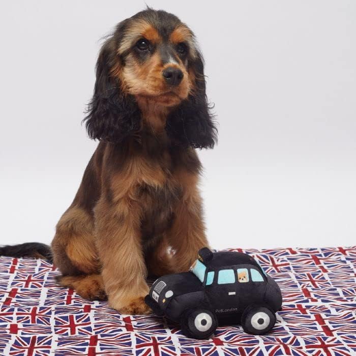 צעצוע כלבי מונית בריטי של לונדון - ציוץ בסגנון בריטניה בפנים ועיצוב כלבים מודפסים