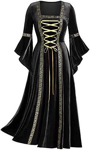 שמלת מימי הביניים מימי הביניים תחפושת רנסנס ויקטוריאנית שמלה ארוכה ויקטוריאנית שרוול וינטג 'שמלות מקסי