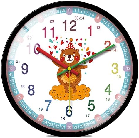 שעון קיר חינוכיים ילדים למידה תגיד זמן ללא מתקתק ילדים חדר ילד שינה סוללה מופעל קוורץ קריקטורה חמוד