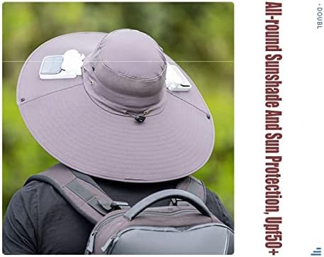 לטיולי ספורט חיצוניים קמפינג כובע מעריצים מופעל סולארי, הגנת השמש הקיץ כובע שוליים רחב/כובע דיג/שמש
