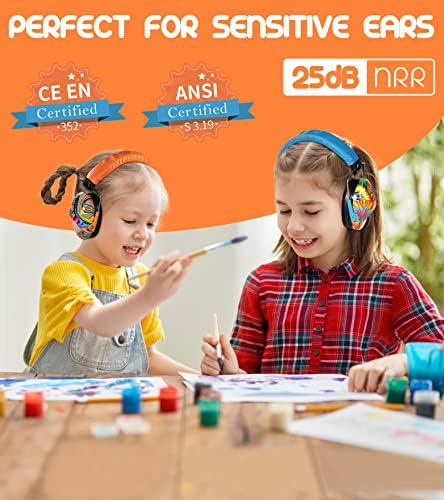 Prohear 032 2 חבילות לילדים הגנה על אוזניים, NRR 25dB, אוזניות בטיחות בגיסה מתכווננת לאירועי ספורט, קונצרטים,