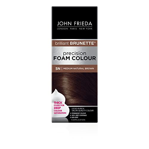 צבע קצף מדויק של ג 'ון פרידה, חום טבעי בינוני 5 נ', ערכת צבע שיער בכיסוי מלא, עם קצף עבה לרוויית