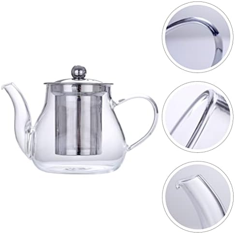 סיר תה של Upkoch סיר תה תה קומקום קומקום זכוכית חשמלית עם תה כף יד אל חלד קומקום קומקום צלול סיר קומקום עם