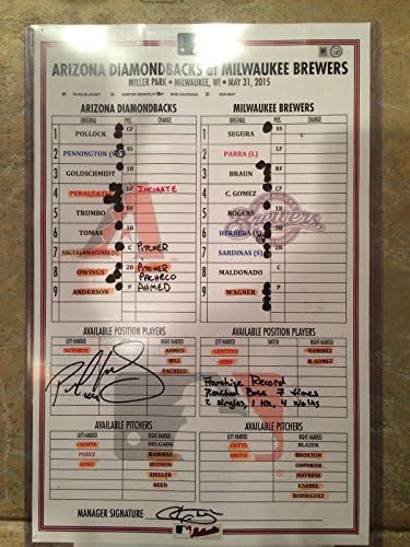 MLB קו היסטורי UP -JSA - Goldschmidt חתום/רשום זכיינות שיא -5/31/15 - משחק חתימה של MLB משומש