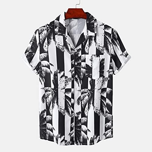 חולצות פתוחות כפתור פוליאסטר לגברים מטה חולצת טשט עמוק v צוואר קפיץ קפיצי שרוול קצר דפוסי מועדון