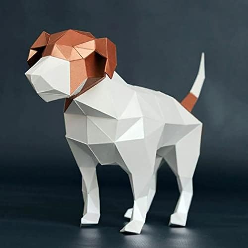 סימולציה צורת כלב כלב DIY אוריגמי פאזל נייר גיאומטרי פסל נייר יצירתי דגם נייר בעבודת יד גביע 3D קישוט ביתי