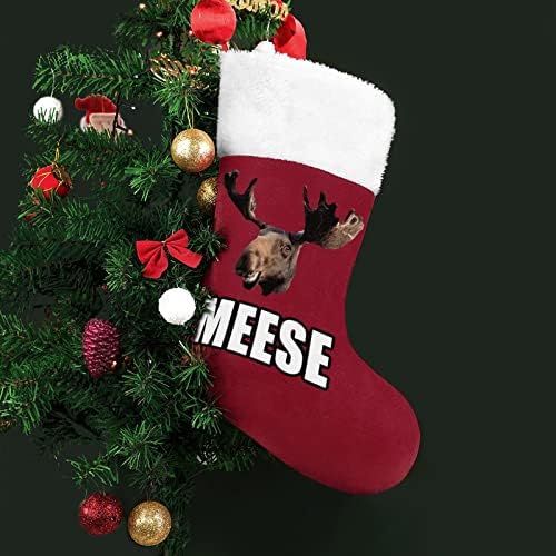 MOOSE MEESE גרב גרביים תלויים מדפיסים קישוטי אח עץ חג המולד