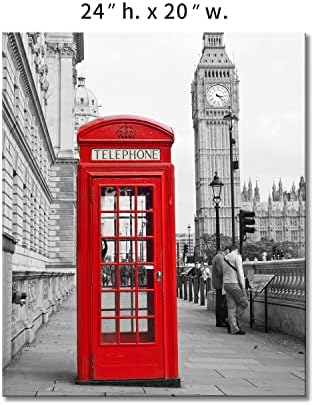 שחור ולבן &אדום אדום תא טלפון ביג בן בלונדון רחוב קיר אמנות ציור תמונות הדפסה על בד עיר את תמונה עבור בית מודרני