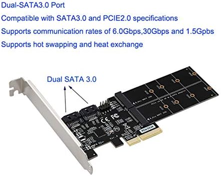 Ulansen 4in1 DUAL M.2 NGFF SSD+ כפול SATAIII 6G SSD/HDD ל- PCI Express 4X מתאם ממיר עם סוגר פרופיל נמוך למחשב