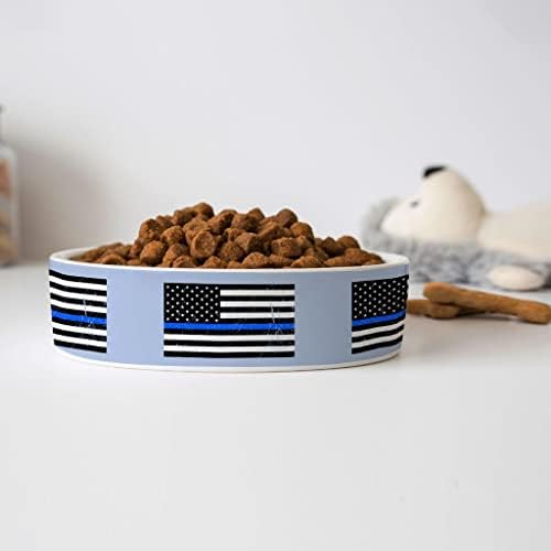 דק כחול קו לחיות מחמד קערה-משטרת כלב קערה-ארה ב דגל לחיות מחמד מזון קערה