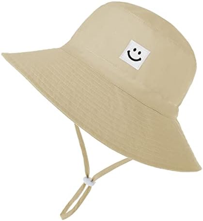 Zando Baby Baby כובע פעוט פעוט כובע דלי פנים סמיילי UPF 50+ הגנת שמש כובע דלי חוף לתינוק