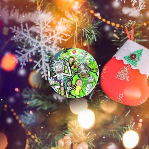 קישוטי עץ חג המולד מעגל השלום בין עולמות X-Mas Decord Rick Home and Acrylic Morty קולאז 'לחגים, קישוט מסיבות,