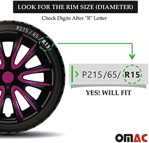 OMAC 15 אינץ 'רכזות עבור KIA Soul Black Matt ו- Visulet 4 PCS. כיסוי חישוקי גלגלים - כובעי רכזת - החלפת
