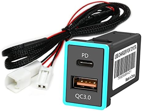 CHELINK USB C PD CHARGER שקע לטויוטה, סוג C & THAIL CHARGE מתאם עם LED LID LED USB OUTLET OUTLET