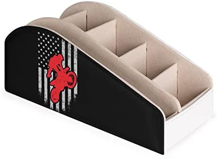 אופני עפר מוטוקרוס ארהב ארהב דגל אמריקאי מחזיק בשלט רחוק פו תיבת מארגן אחסון עור לשולחן העבודה Offce