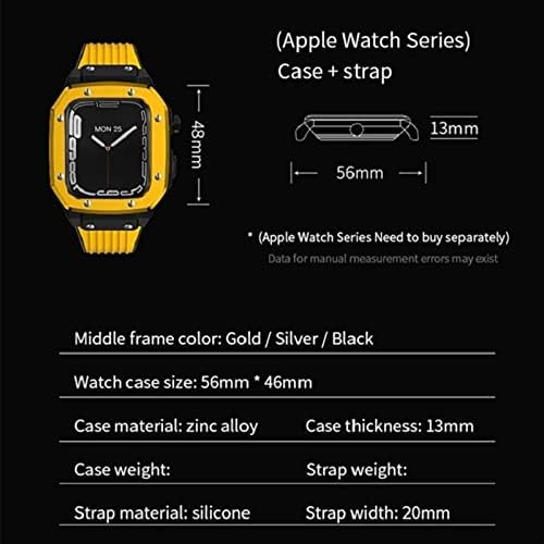 סגסוגת Adaara שעון רצועת רצועת רצועת Apple Watch Series 7 6 5 4 SE 45 ממ 44 ממ 42 ממ מתכת יוקרה גומי