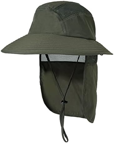 Lemogino Sun Hat Upf 50+ כובע הגנה מפני כובע דיג רחב שוליים עם דש צוואר - ירוק