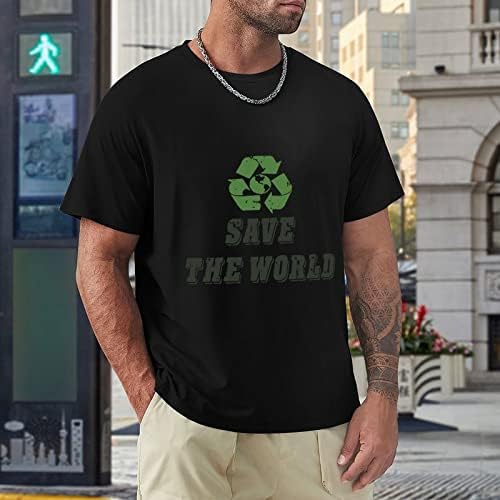 להציל את העולם גברים של כותנה חולצות צוות צוואר גרפי טיז קצר שרוול חולצות
