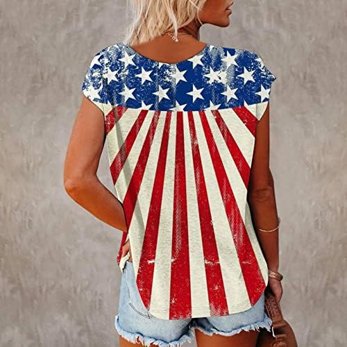 נשים של צווארון חולצות אמריקאי דגל הדפסת פטריוטס חולצת טי מזדמן כושר רופף קצר שרוול עצמאות יום טי חולצות