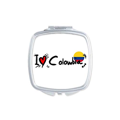 אני אוהב קולומביה מילת דגל אהבת לב איור מראה נייד קומפקטי כיס איפור כפול צדדי זכוכית